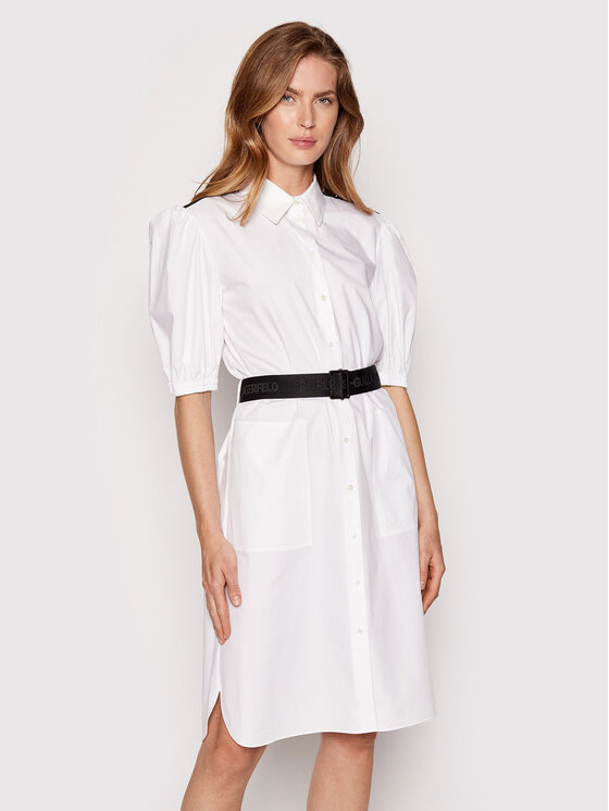 KARL LAGERFELD Sukienka koszulowa 221W1301 Biały Regular Fit