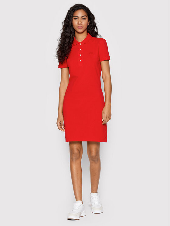 Lacoste Sukienka codzienna EF5473 Czerwony Slim Fit zdjęcie nr 2