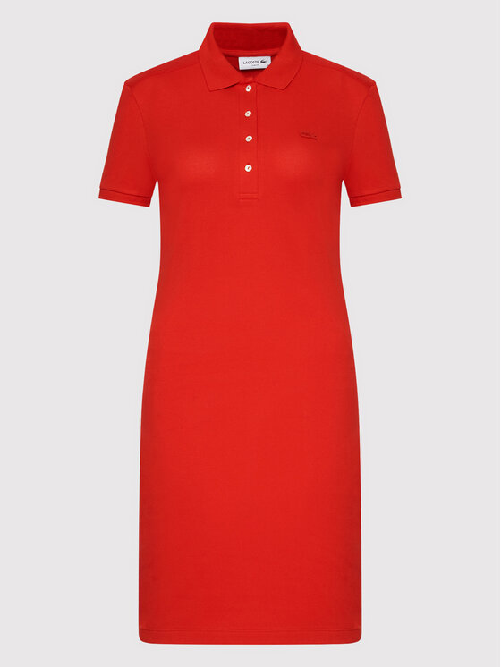 Lacoste Sukienka codzienna EF5473 Czerwony Slim Fit zdjęcie nr 5