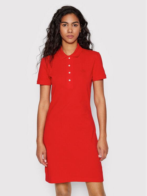 Lacoste Sukienka codzienna EF5473 Czerwony Slim Fit