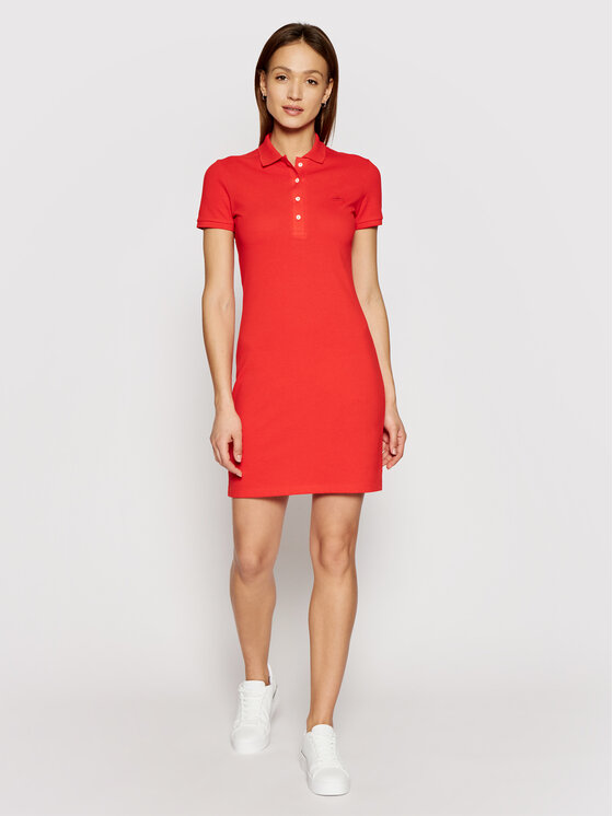 Lacoste Sukienka codzienna LACOSTE-EF5473 Czerwony Slim Fitq zdjęcie nr 2