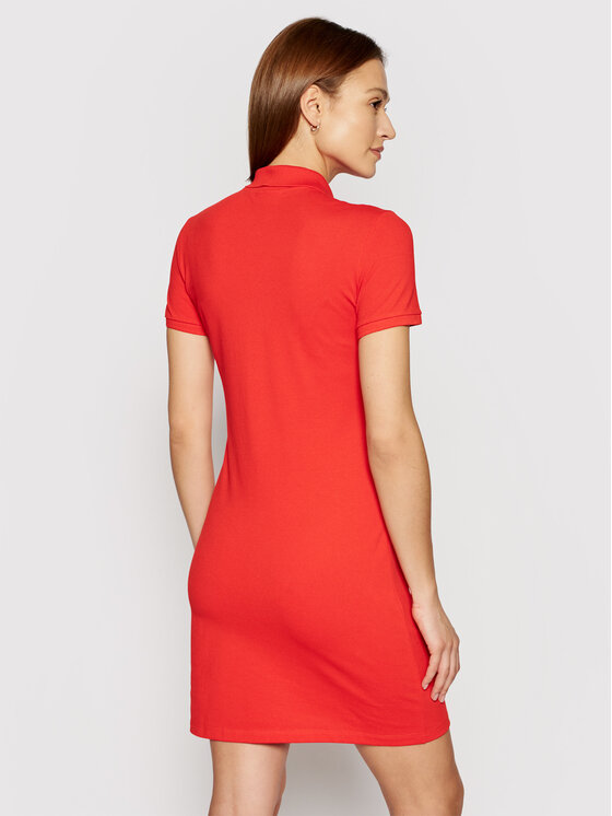 Lacoste Sukienka codzienna LACOSTE-EF5473 Czerwony Slim Fitq zdjęcie nr 3