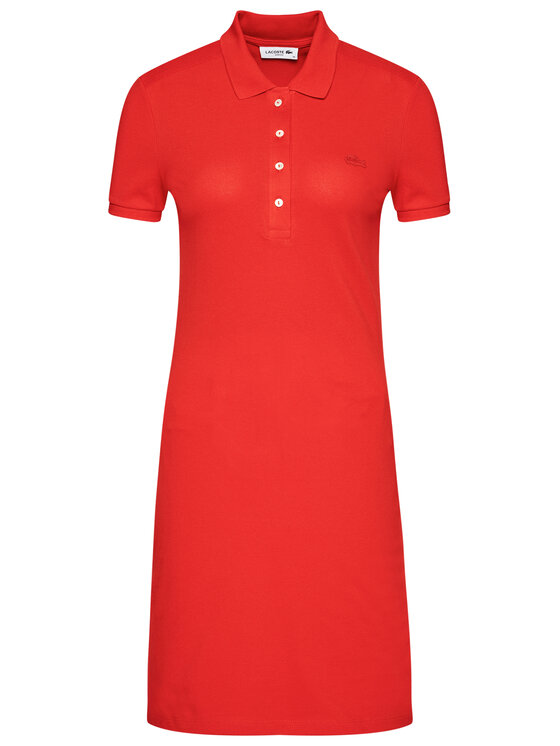 Lacoste Sukienka codzienna LACOSTE-EF5473 Czerwony Slim Fitq zdjęcie nr 5