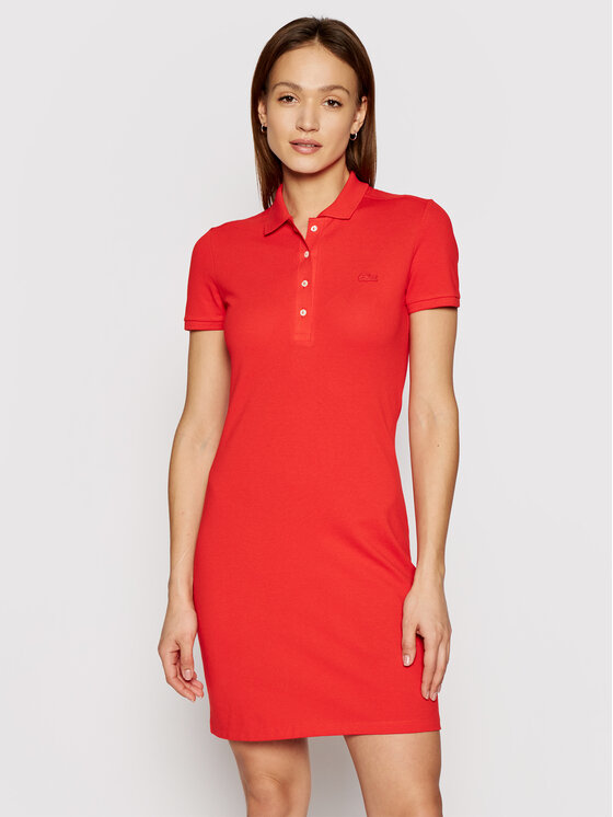 Lacoste Sukienka codzienna LACOSTE-EF5473 Czerwony Slim Fitq