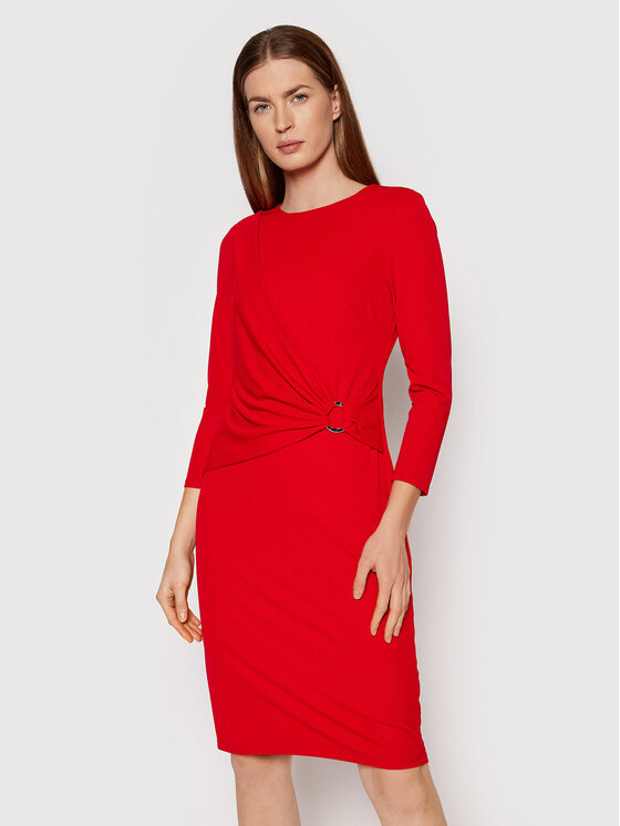 Lauren Ralph Lauren Sukienka koktajlowa 250855112004 Czerwony Slim Fit