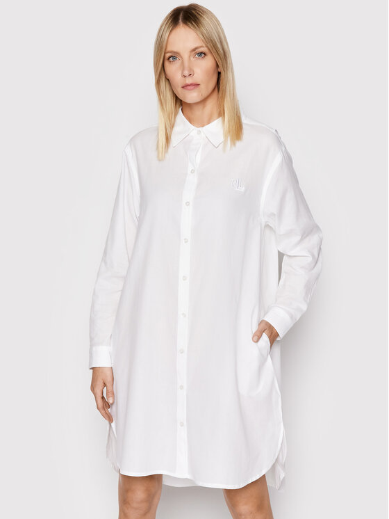Lauren Ralph Lauren Sukienka koszulowa 20271085 Biały Relaxed Fit