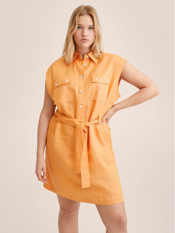 Mango Sukienka koszulowa Pepper 27087877 Pomarańczowy Regular Fit zdjęcie nr 3