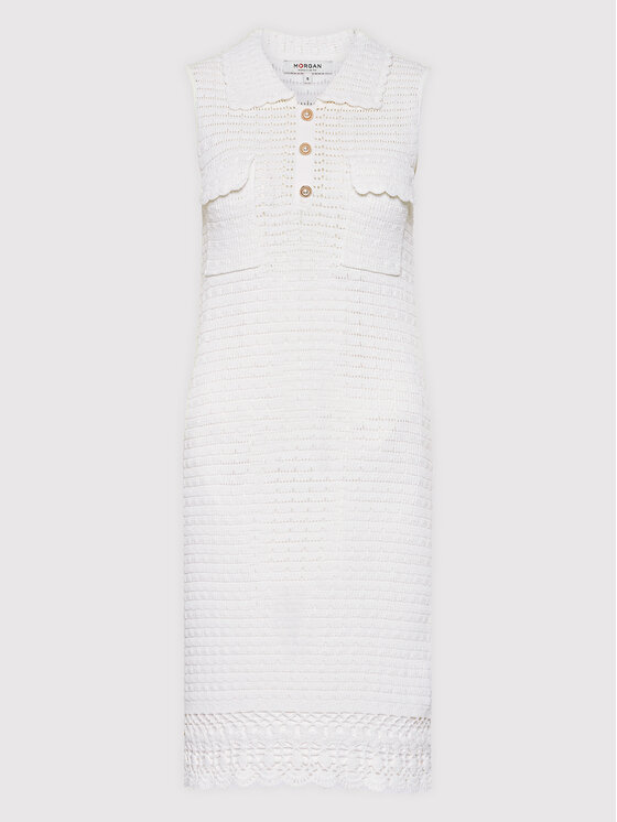 Morgan Sukienka dzianinowa 221-RMCORI Biały Slim Fit zdjęcie nr 5