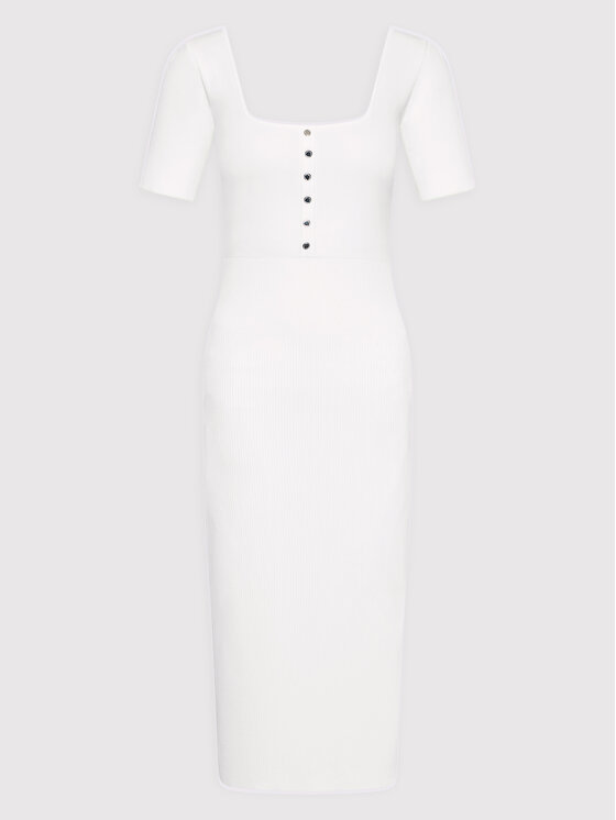 Morgan Sukienka dzianinowa 221-RMSUN Biały Slim Fit zdjęcie nr 5