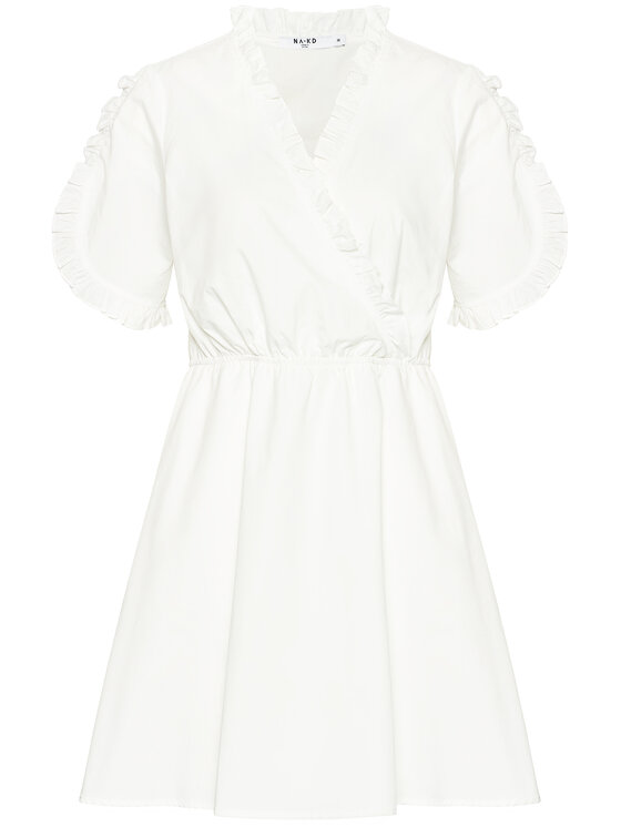 NA-KD Sukienka codzienna Frill Detail 1018-006849-0001-580 Biały Regular Fit zdjęcie nr 5