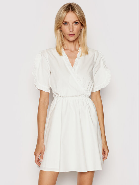 NA-KD Sukienka codzienna Frill Detail 1018-006849-0001-580 Biały Regular Fit