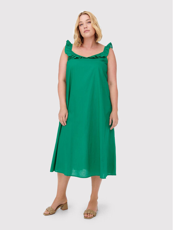 ONLY Carmakoma Sukienka codzienna Ally 15262056 Zielony Regular Fit zdjęcie nr 2