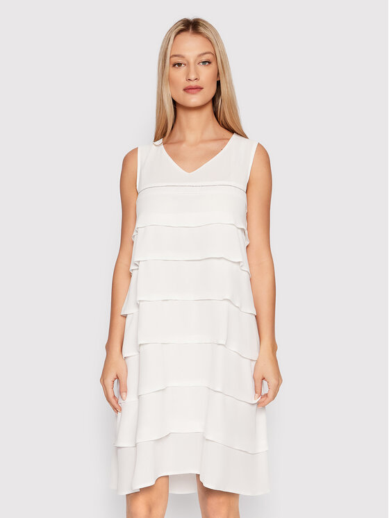 Peserico Sukienka koktajlowa E02315 Biały Regular Fit