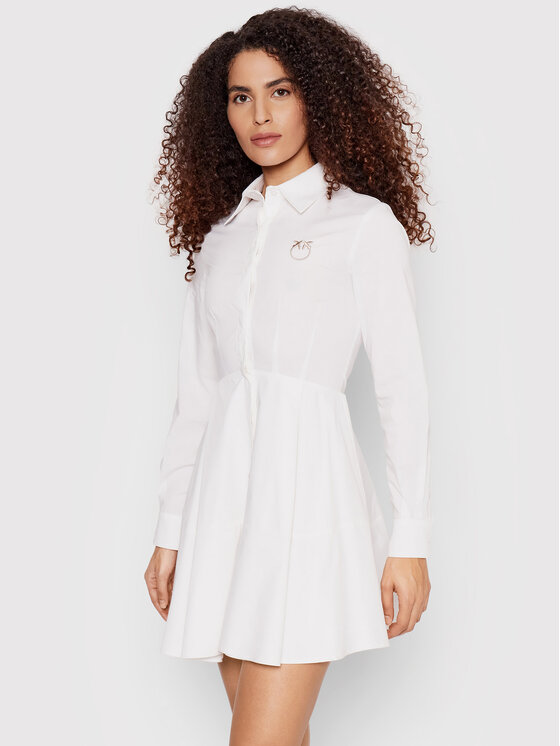 Pinko Sukienka koszulowa Siena PE22 BLK01 1G17J8 Y6VW Biały Regular Fit