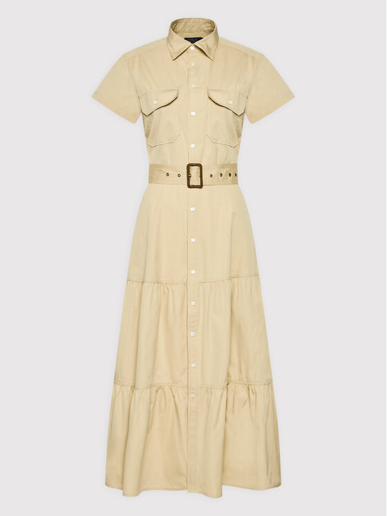 Polo Ralph Lauren Sukienka koszulowa 211857018001 Beżowy Regular Fit zdjęcie nr 5