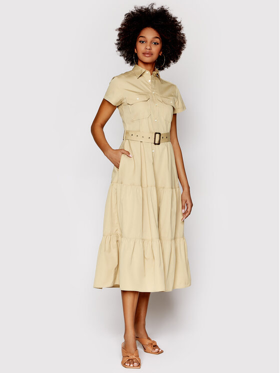 Polo Ralph Lauren Sukienka koszulowa 211857018001 Beżowy Regular Fit