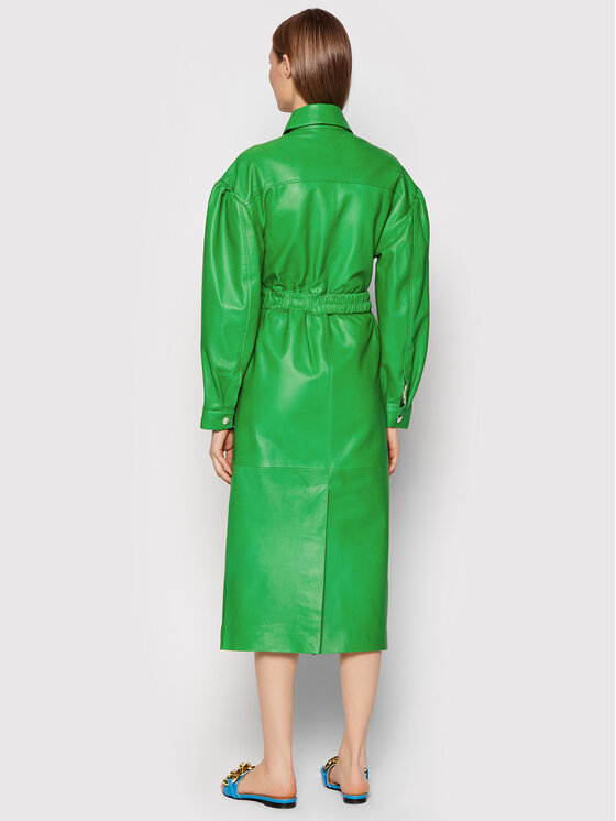 Remain Sukienka skórzana Dahlia RM1019 Zielony Loose Fit zdjęcie nr 3