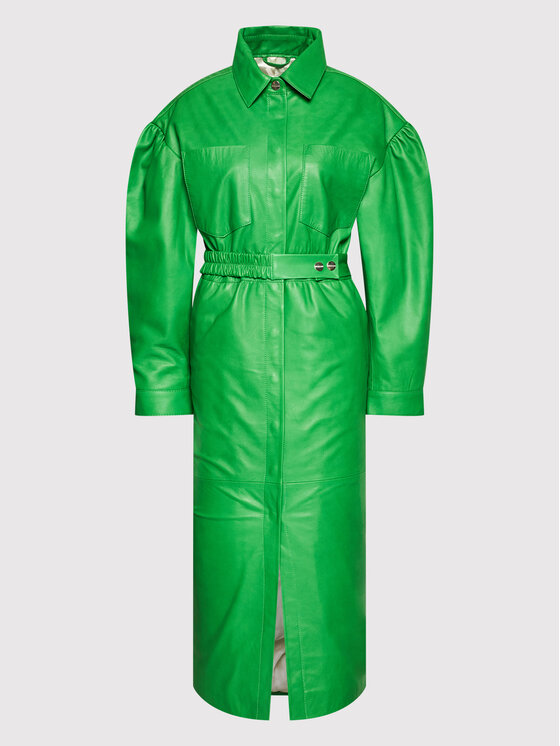 Remain Sukienka skórzana Dahlia RM1019 Zielony Loose Fit zdjęcie nr 5