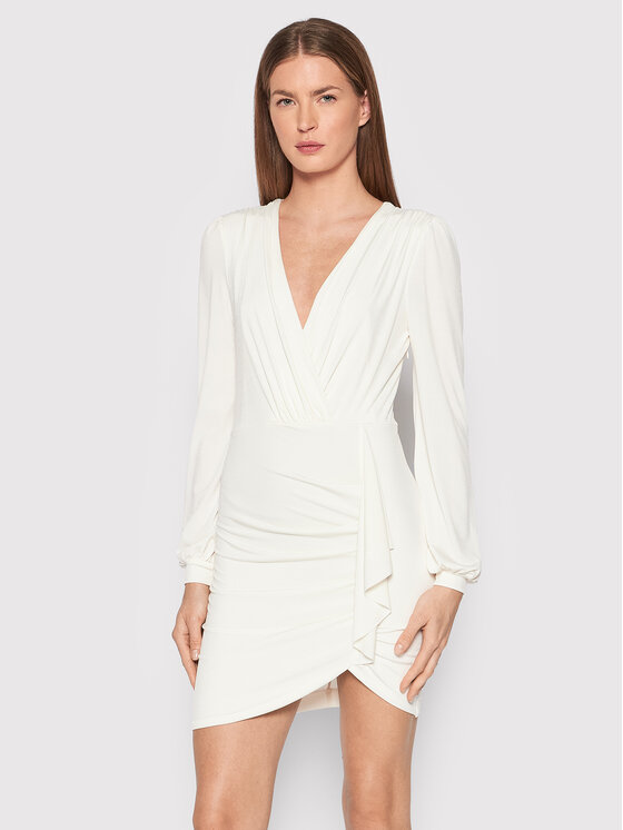 Rinascimento Sukienka koktajlowa CFC0107346003 Biały Slim Fit
