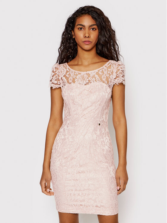 Rinascimento Sukienka koktajlowa CFC0107612003 Różowy Slim Fit