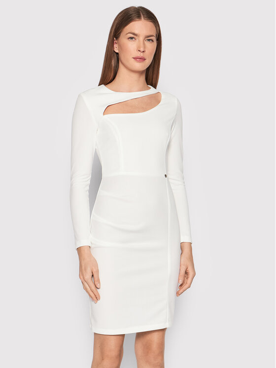 Rinascimento Sukienka koktajlowa CFC0107667003 Biały Slim Fit