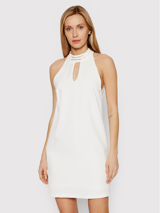 Rinascimento Sukienka koktajlowa CFC0107726003 Biały Regular Fit