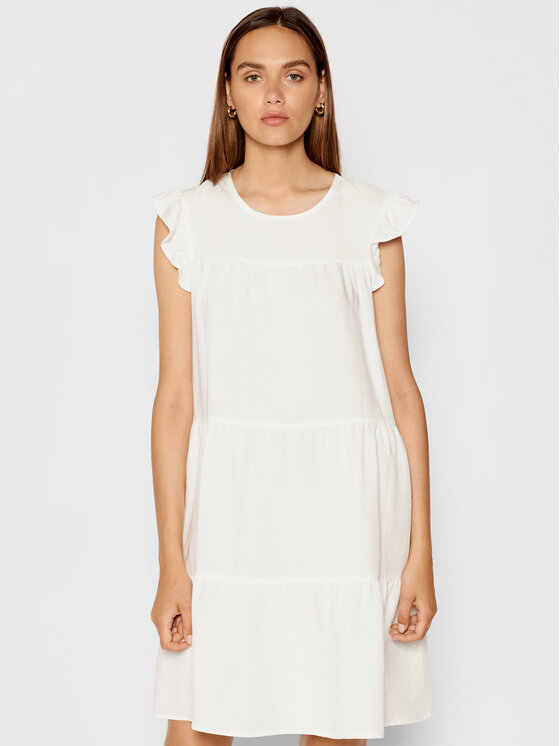 Rinascimento Sukienka letnia CFC0103416003 Biały Regular Fit