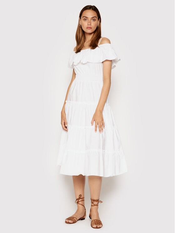 Rinascimento Sukienka letnia CFC0103583003 Biały Regular Fit