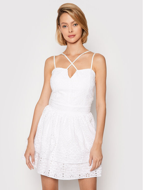 Rinascimento Sukienka letnia CFC0103741003 Biały Regular Fit