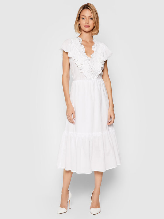 Rinascimento Sukienka letnia CFC0103755003 Biały Regular Fit