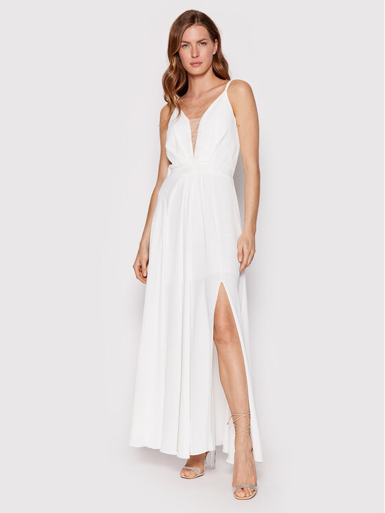 Rinascimento Sukienka wieczorowa CFC0109443003 Biały Regular Fit