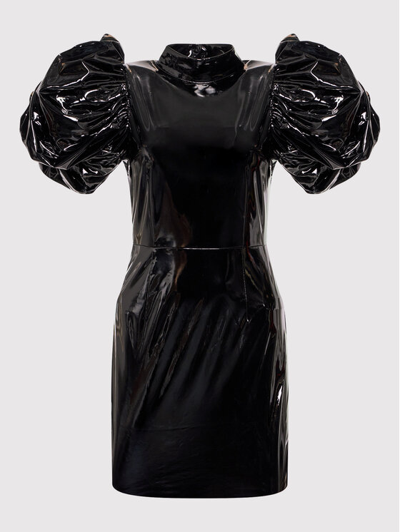 ROTATE Sukienka z imitacji skóry Dusk RT920 Czarny Slim Fit zdjęcie nr 5