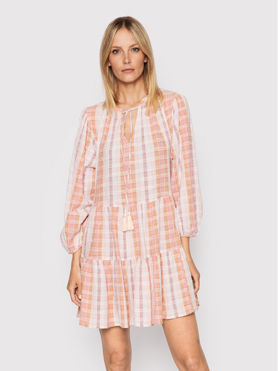 Seafolly Sukienka letnia Textured Gingham 54679-DR Kolorowy Relaxed Fit