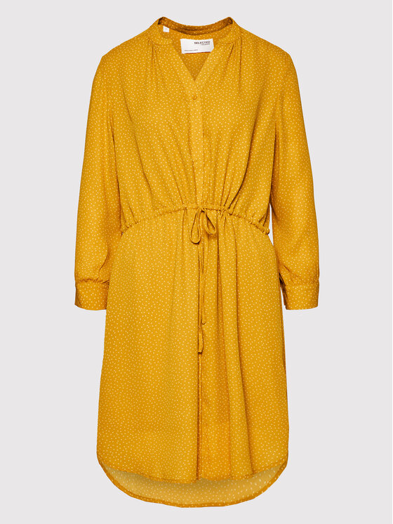 Selected Femme Sukienka koszulowa Damina 16059977 Żółty Regular Fit zdjęcie nr 5