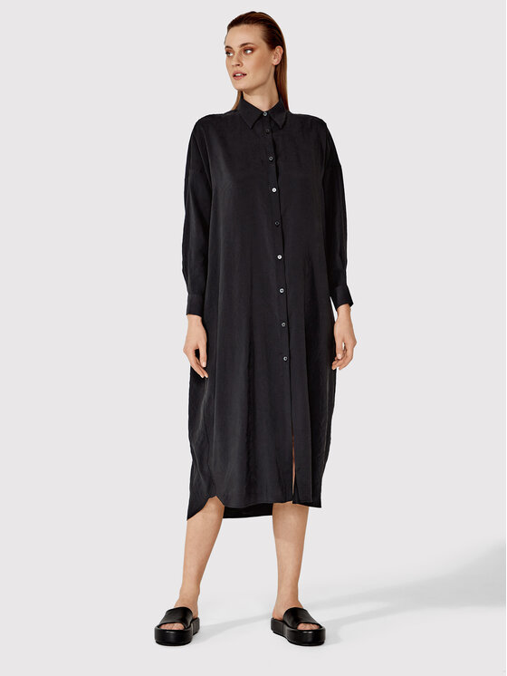 Simple Sukienka koszulowa SUD016 Czarny Relaxed Fit