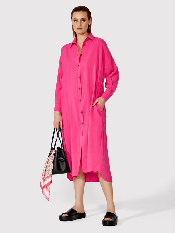 Simple Sukienka koszulowa SUD068 Różowy Relaxed Fit zdjęcie nr 2