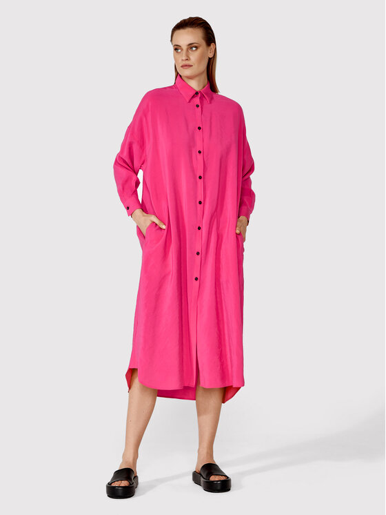 Simple Sukienka koszulowa SUD068 Różowy Relaxed Fit