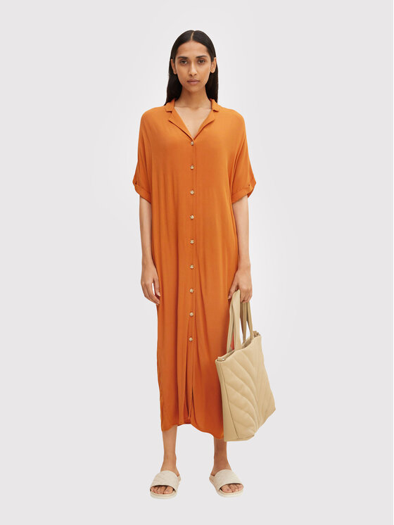Tom Tailor Sukienka koszulowa 1031789 Pomarańczowy Relaxed Fit zdjęcie nr 2