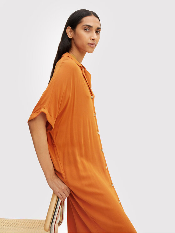 Tom Tailor Sukienka koszulowa 1031789 Pomarańczowy Relaxed Fit zdjęcie nr 5