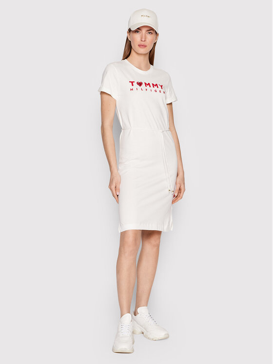 Tommy Hilfiger Sukienka codzienna Logo WW0WW35485 Biały Slim Fit zdjęcie nr 2