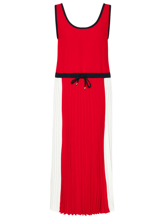 Tommy Hilfiger Sukienka codzienna Twill F&F Pleated WW0WW30643 Czerwony Regular Fit zdjęcie nr 5
