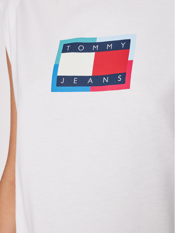 Tommy Jeans Sukienka codzienna Logo Flag DW0DW10442 Biały Regular Fit zdjęcie nr 4