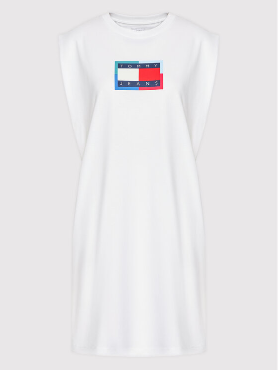 Tommy Jeans Sukienka codzienna Logo Flag DW0DW10442 Biały Regular Fit zdjęcie nr 5
