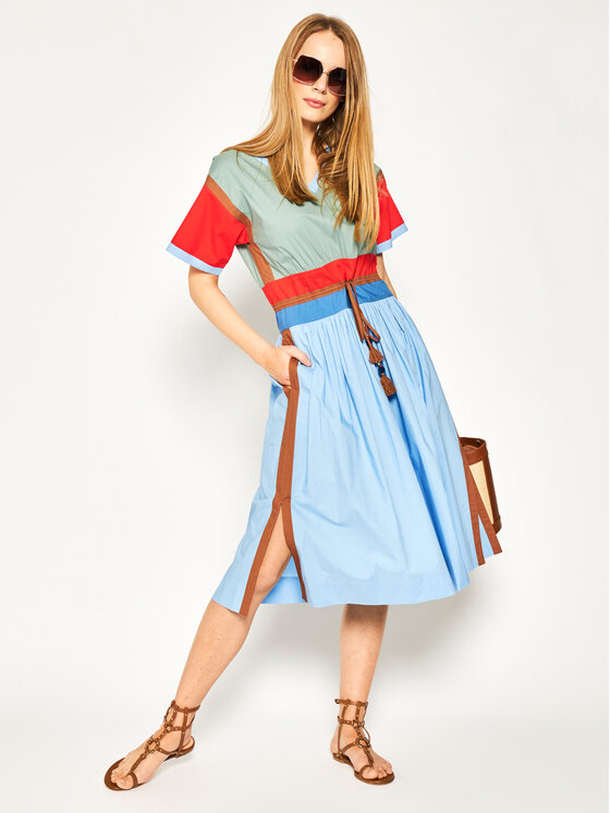 Tory Burch Sukienka codzienna Color-Block Poplin 63610 Kolorowy Regular Fit zdjęcie nr 2