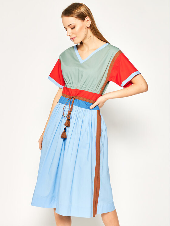 Tory Burch Sukienka codzienna Color-Block Poplin 63610 Kolorowy Regular Fit