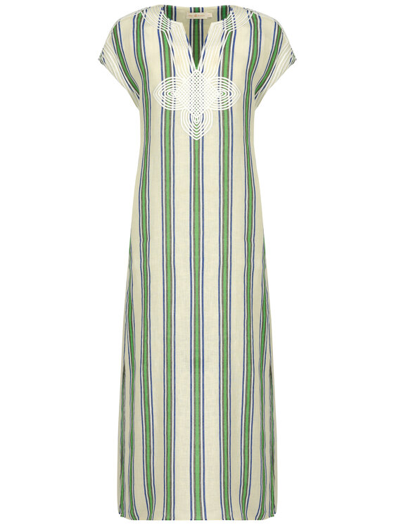 Tory Burch Sukienka letnia Striped Caftan 57114 Zielony Regular Fit zdjęcie nr 3