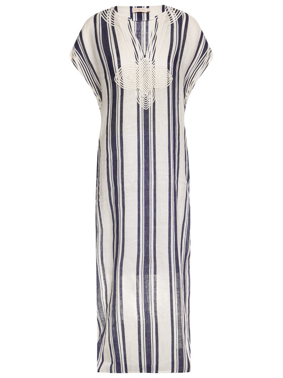 Tory Burch Sukienka letnia Awning Stripe Caftan 57114 Beżowy Regular Fit zdjęcie nr 5
