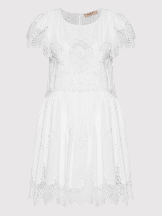 TWINSET Sukienka codzienna 221TT2021 Biały Regular Fit zdjęcie nr 5