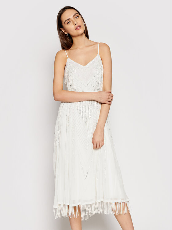 TWINSET Sukienka koktajlowa 211TT2620 Biały Regular Fit