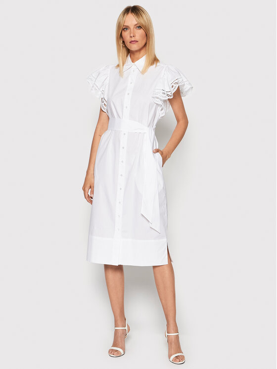 TWINSET Sukienka koszulowa 221TT2130 Biały Straight Fit zdjęcie nr 2